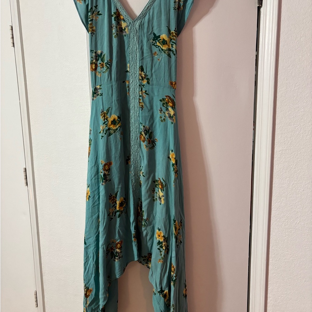 Nostalgia Teal Floral Dress